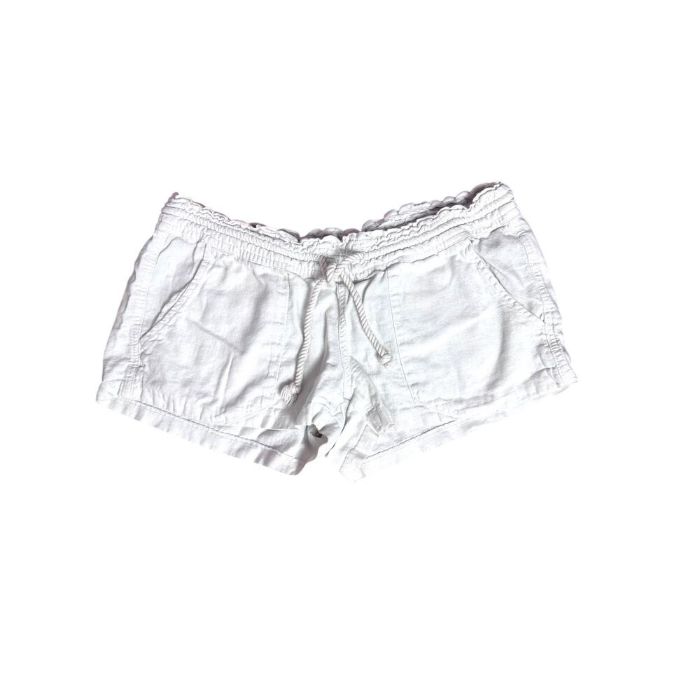 Boho Sleek Roxy White Shorts Linen Blend Fairy Core Quiet‎ Luxury Whimsy M
